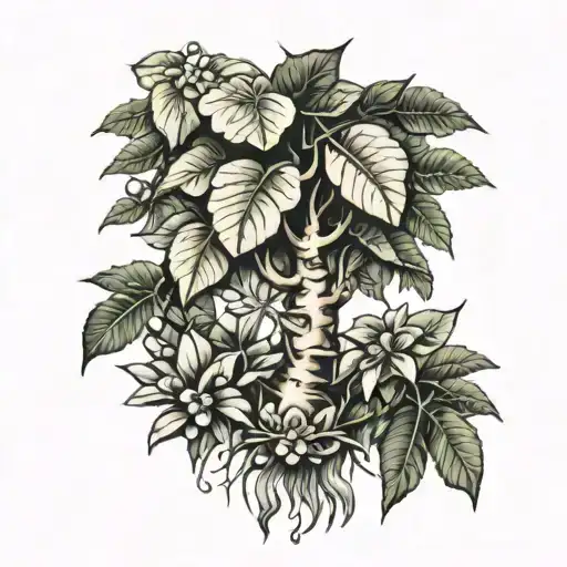ceiba tree growing tattoo design idea