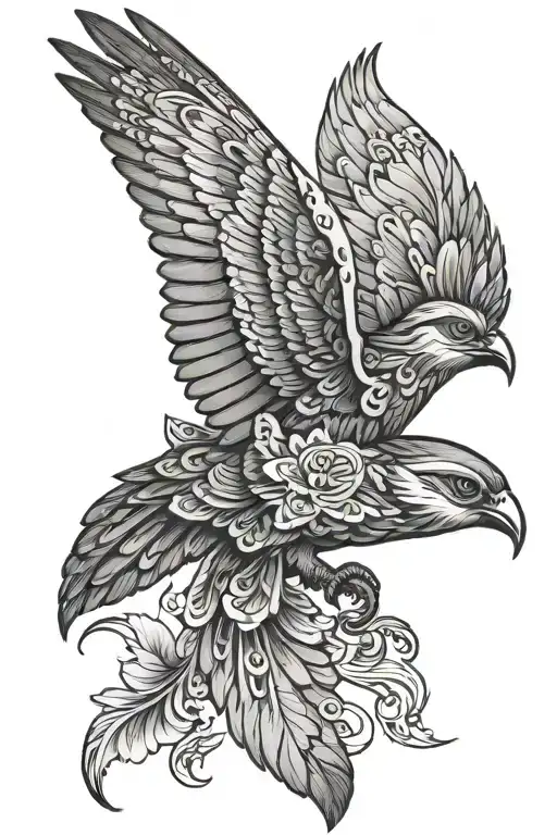 Guatemalan bird flying tattoo design idea