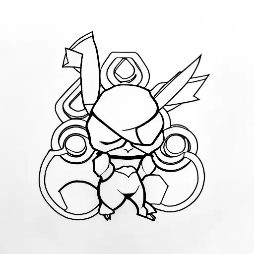 A minimalist tattoo of a cancer ribbon shaped like a Pokemon character tattoo design idea