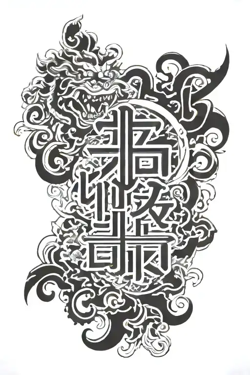 Bro Love in Chinese symbol surrounded tattoo design idea