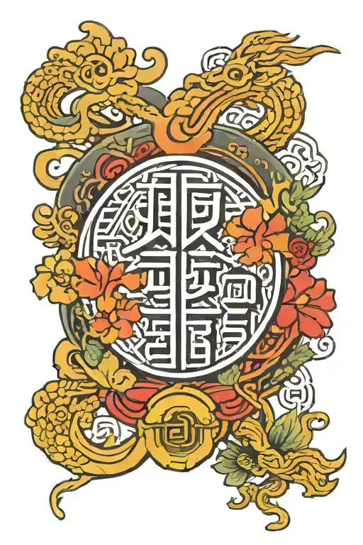 Bro Love in Chinese symbol surrounded tattoo design idea