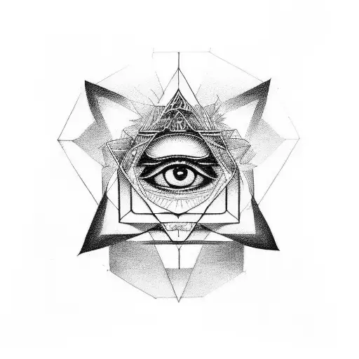 A geometric representation of a third eye, symbolizing inner vision and intuition tattoo design idea