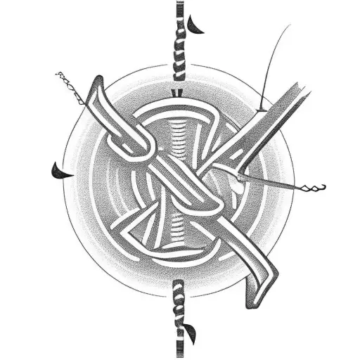 fishing hook arm sleeve tattoo design idea