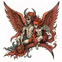 angel and demon good and evil tattoo design idea