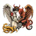 angel and demon good and evil tattoo design idea