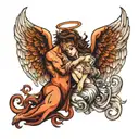 angel and demon good and evil tattoo design idea