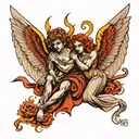 angel and demon good and evil tattoo design idea