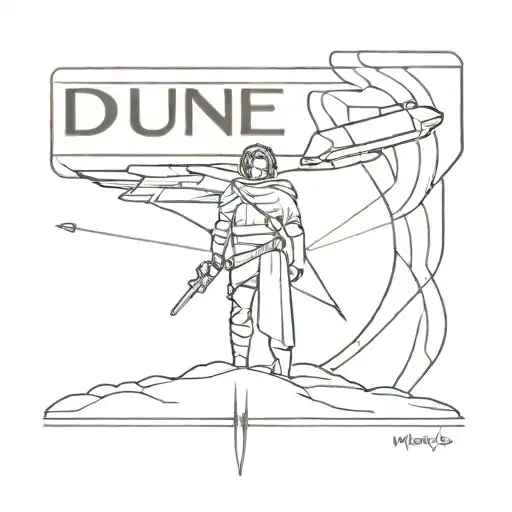 Minimalist "Dune Messiah Paul Atreides" Tattoo Idea BlackInk AI