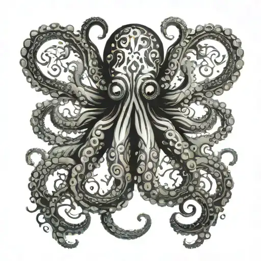 combine a cross flower octopus mandela  tattoo design idea