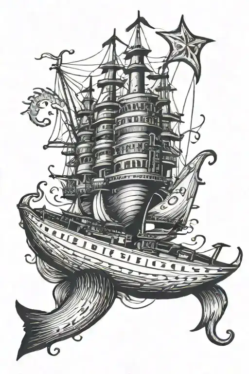 octapuss taking the titanic present day tattoo design idea