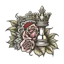 crown on queen chess piece  tattoo design idea