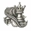 crown on queen chess piece  tattoo design idea