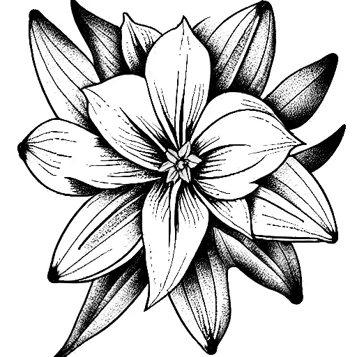 daffodil and poinsettia in bouquet tattoo design idea