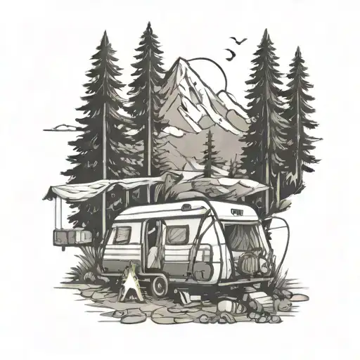 camping themed tattoo tattoo design idea