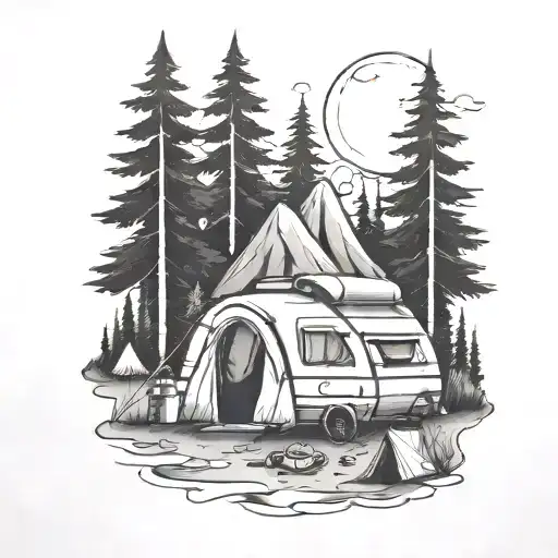 camping themed tattoo tattoo design idea