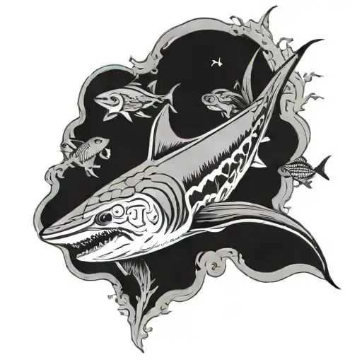 forearm sleeve shark swimming, tuna,swimming,nudiebranch,rays,corals,diver,turtle,octopus,sailfish emerging on bicep tattoo design idea