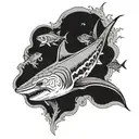 forearm sleeve shark swimming, tuna,swimming,nudiebranch,rays,corals,diver,turtle,octopus,sailfish emerging on bicep tattoo design idea