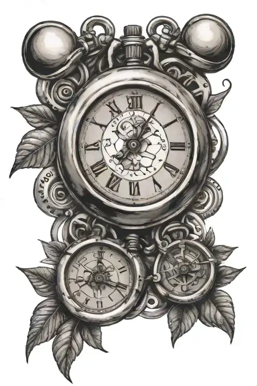 three stop watch with time tattoo design idea