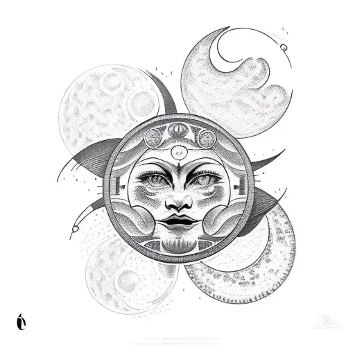Sun and Moon tattoo design idea