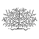 A minimalist tattoo of an evergreen tree with the number 34 subtly hidden in the roots tattoo design idea