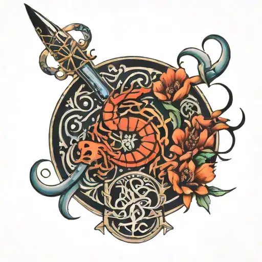 scorpio sagittarius and cancer in calligraphy style tattoo design idea