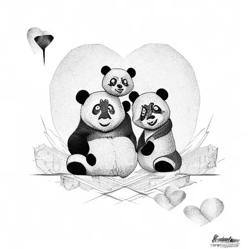 panda and spiderman with broken heart tattoo design idea