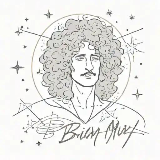 signature word "Brian May" with star constellation  tattoo design idea