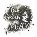 signature word "Brian May" with star constellation  tattoo design idea