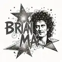 signature word "Brian May" with star constellation  tattoo design idea