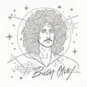 signature word "Brian May" with star constellation  tattoo design idea