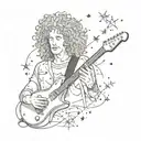 signature word "Brian May" with star constellation  tattoo design idea
