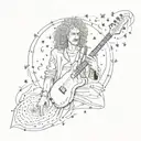 signature word "Brian May" with star constellation  tattoo design idea