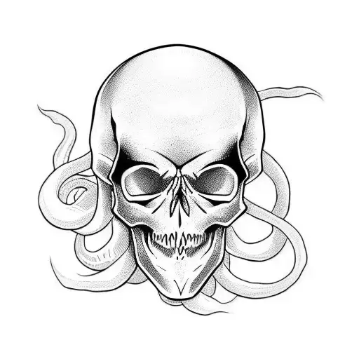 Skull and tentacles tattoo design idea