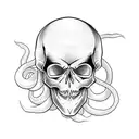 Skull and tentacles tattoo design idea