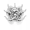 Skull and tentacles tattoo design idea