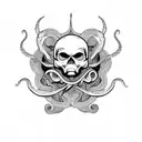 Skull and tentacles tattoo design idea
