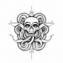 Skull and tentacles tattoo design idea