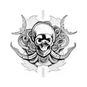 Skull and tentacles tattoo design idea