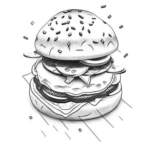 make me a tattoo with hamburger, filled with money $ bills tattoo design idea