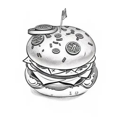 make me a tattoo with hamburger, filled with money bills tattoo design idea