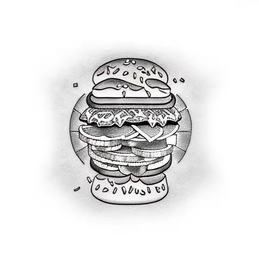 make me a tattoo with hamburger, filled with money $ bills tattoo design idea