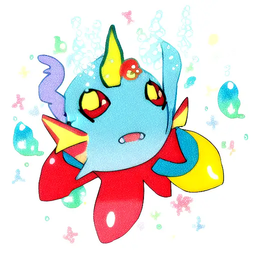  stingray with bubbles saying color red blue and yellow  tattoo design idea