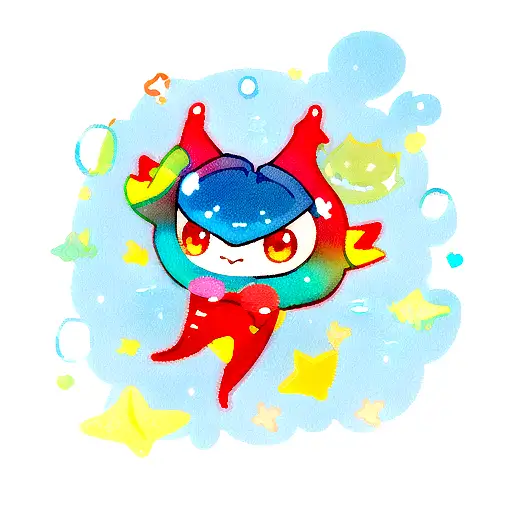 cute stingray with bubbles saying color red blue and yellow  tattoo design idea
