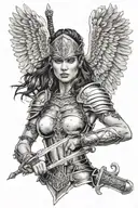 Valkyrie warrior woman holding a sword wrapped hand holding tattoo design idea