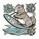 capybara on a paddleboard tattoo design idea
