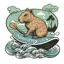 capybara on a paddleboard tattoo design idea