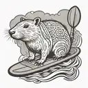 capybara on a paddleboard tattoo design idea
