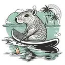 capybara on a paddleboard tattoo design idea