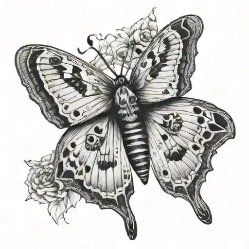 A black-grey tattoo of a lunar moth with intricate details and shading tattoo design idea