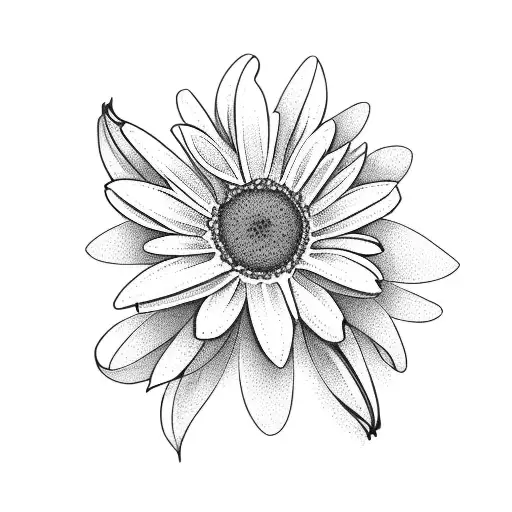 Bouquet with a daisy, lily, lavender and daffodil tattoo design idea